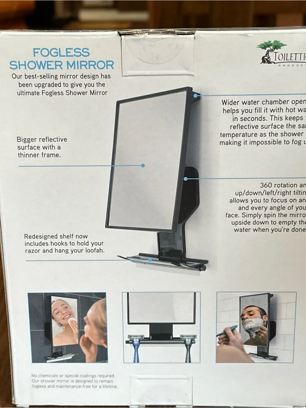 Fogless Shower Mirror by Toilettree Products New Open Box